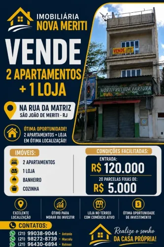 2 Apartamentos + Uma Loja Comercial na Rua da Matriz - Entrada de R$ 120.000