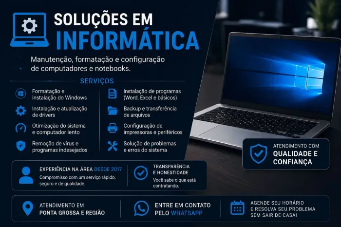 Manutenção e Formatação de Computadores e Notebooks | Ponta Grossa