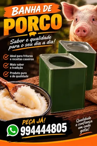Banha de porco direto da fazenda 