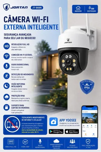 Câmera IP wi-fi com visão noturna a prova d'água
