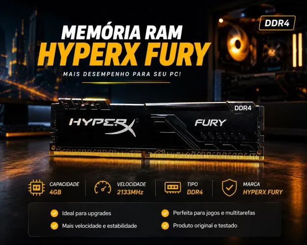 Memória RAM HyperX Fury 4GB DDR4 2133MHz