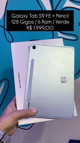 Galaxy Tab s9 FE + Pencil / 128GB Gigas / 6 RAM / Verde / Semi Novo / $1.999,00