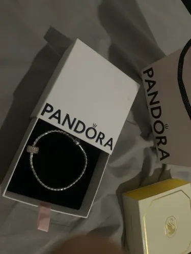 Pulseira Pandora Original Prata 925 com Charm Cravejado + Caixa