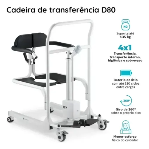 Cadeira Transferência Elevação Higiênica Mobilidade
