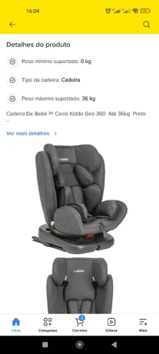 Vende cadeirinha bebê conforto Kiddo giratória usada em Pindamonhangaba SP