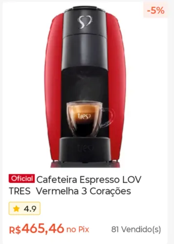 Cafeteira 3 corações 