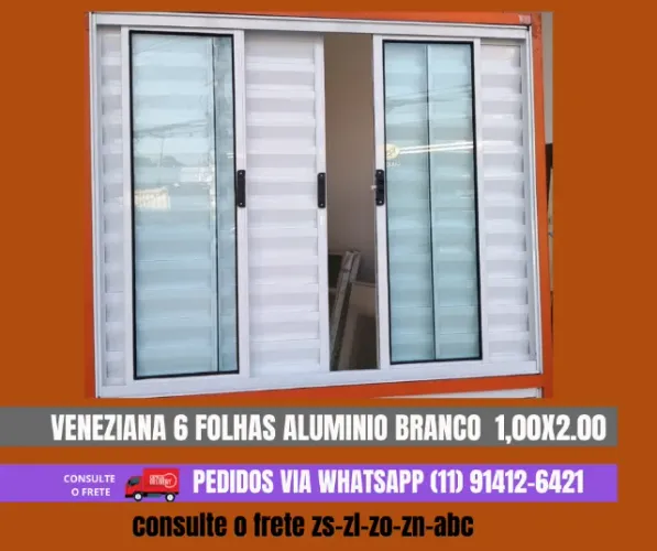 Veneziana aluminio branco 1,00X2,00 modelo dyn frete a combinar