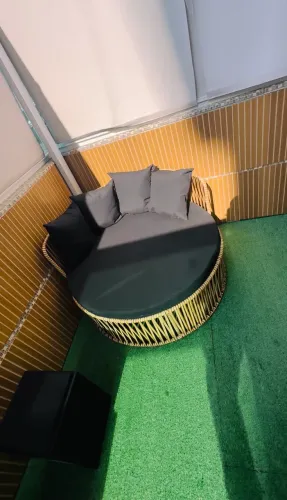 Chaise Divã Redonda No Junco Sintético