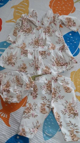 Conjunto infantil vestido, calcinha, body e legging Milon 3 a 6 meses