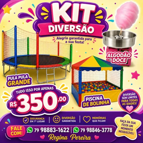 Pula pula, piscina de bolinha e algodão doce 