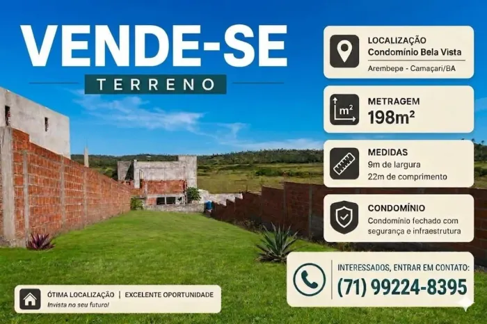 Vendo-terreno -Arembepe Cond.Bela Vista
