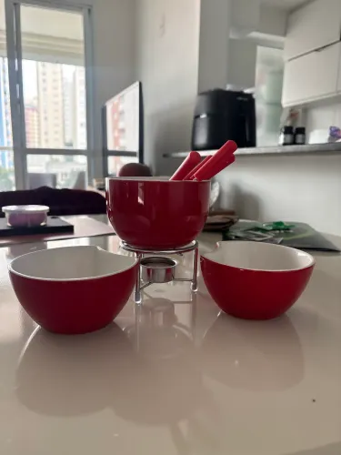 Fondue aparelho vermelho novo