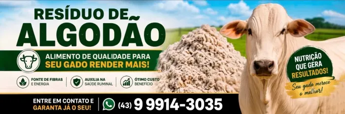 Residuo de Algodão para bovinos