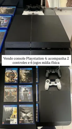 Playstation 4 + 2 controles e 6 jogos