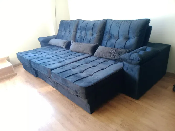 Sofá retrátil e reclinável moderno e sofisticado com molas no assento na promoção 