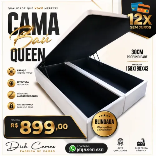 Cama Baú Queen Premium 158x198 Entrega Sob Consulta
