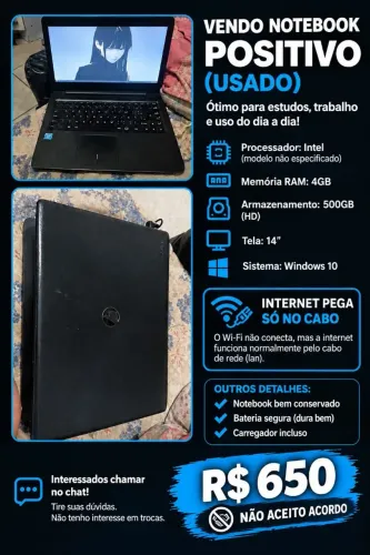 Vendo notebook POSITIVO USADO - 650