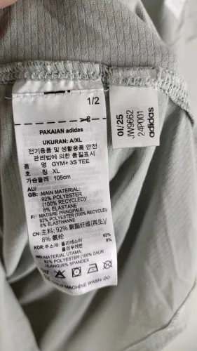 Camiseta Adidas masculina de manga curta e secagem rápida, tamanho 112 cm de tórax e 72 cm