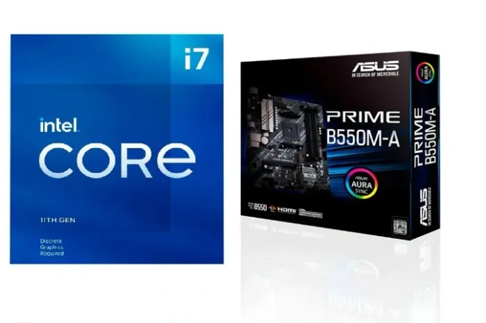 KIT Processador i7-11700F + Placa Mae B560M-A + SSD m2 256GB + SSD 1TB.