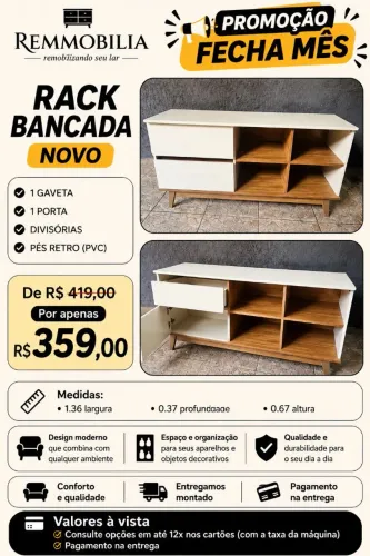 PROMOÇÃO RACK BANCADA NOVO - ENTREGAMOS MONTADO