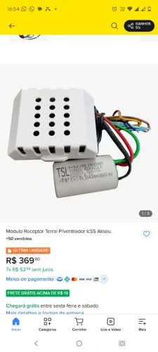 Módulo receptor controle para ventilador aliseu