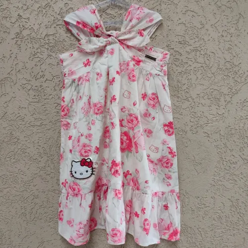 Vestido Infantil Hello Kitty Estampado Floral Tamanho 10