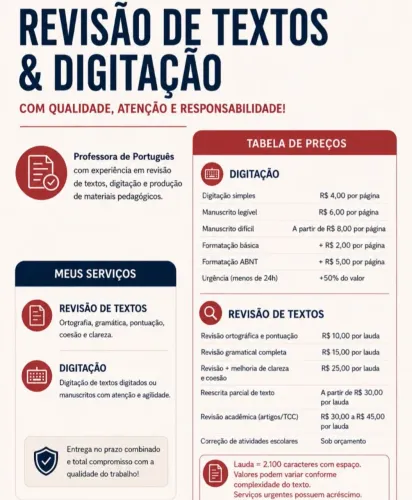 REVISÃO DE TEXTOS E DIGITAÇÃO