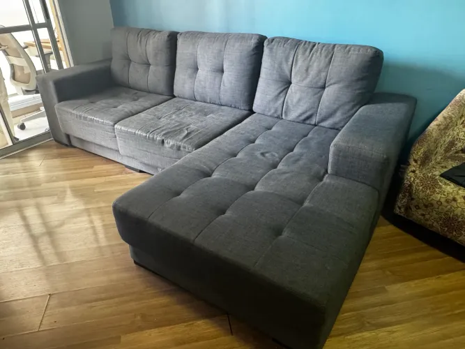 Sofá grande retrátil com chaise - 2,80m | Estrutura madeira maciça