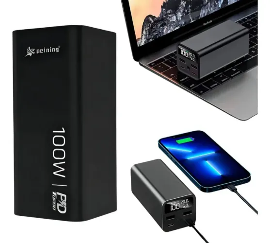 Power Bank 20.000mah Carregador Turbo 100w Notebook E Macbook Com Display