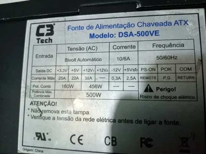Fonte Real C3Tech 500W 80 plus.