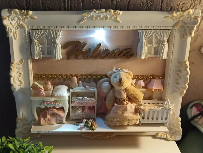 Quadro Decorativo Porta Maternidade Bebê Cenário - Com Nome Helena