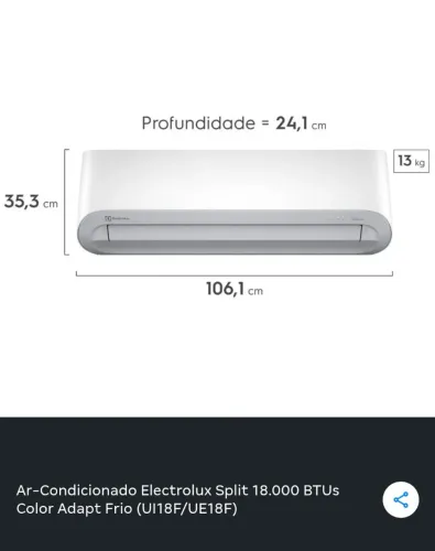 Ar condicionado Split 18000 BTU semi-novo