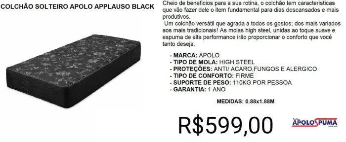 COLCHÃO DE SOLTEIRO 24CM ALTURA