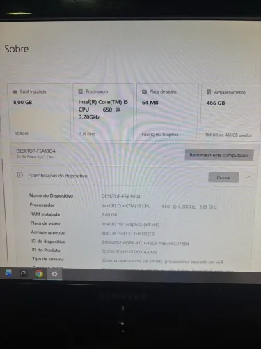 Desktop Core I5 duas telas completo
