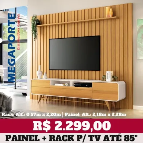 Painel Módulo Ripado + Rack Bancada para TV até 85" (Novo) Entrega Grátis! 