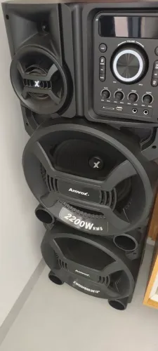 Caixa de Som Amvox 2200W RMS com 2 Woofers de 12"