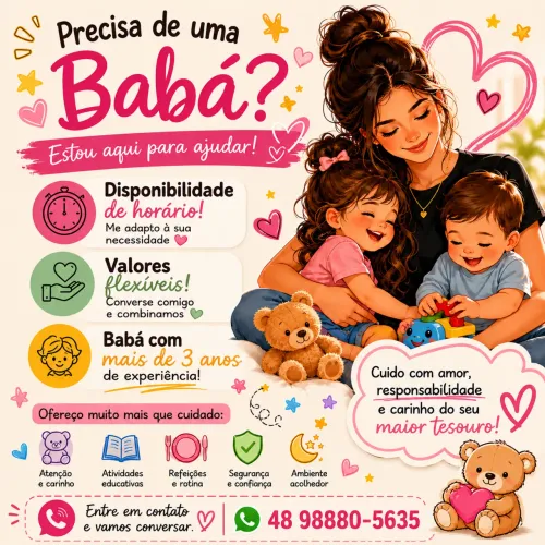 Trabalho com limpeza e sou babá 
