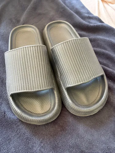 Chinelo slide / sandália pé de algodão preta Tam 44