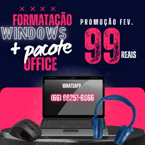 Formatação + Pacote Office e manutenção para computador e notebook