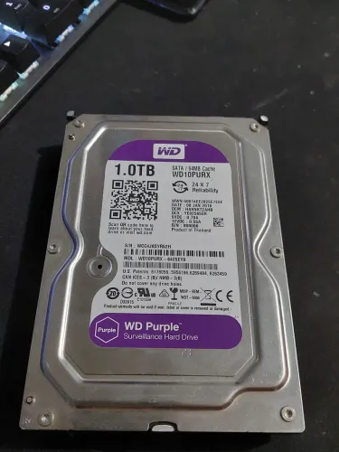 HD WD Purple 1TB WD10PURX - 100% Saúde - Testado