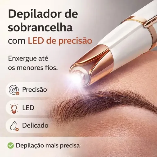 Caneta Depiladora Elétrica para Sobrancelhas Recarregável USB