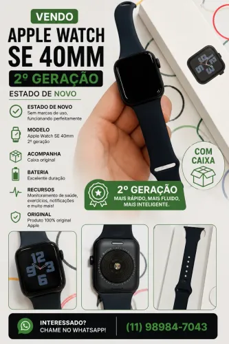 Apple Watch SE (Geração 2) 40mm preto / Pulseira Azul + caixa