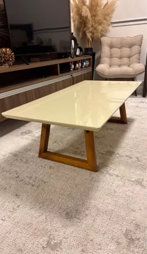 Mesa de centro vidro e mdf 