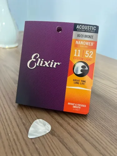 Encordoamento Violão Aço 011 Elixir Custom Light Made In Usa