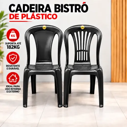 CADEIRA BISTRÔ PLÁSTICO PRETO