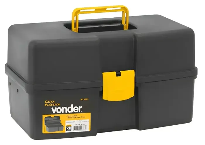 Caixa De Ferramentas Com 3 Bandejas Organizadoras Vonder Cor Preto- Produto Noco