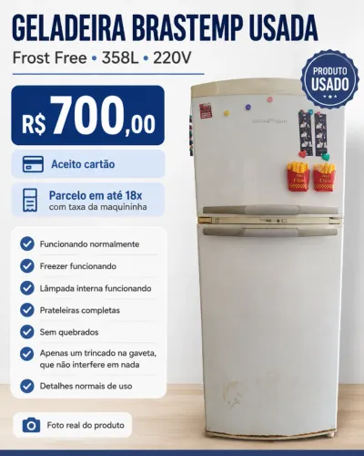 Geladeira Brastemp Frost Free 358L - Usada - R$ 700,00