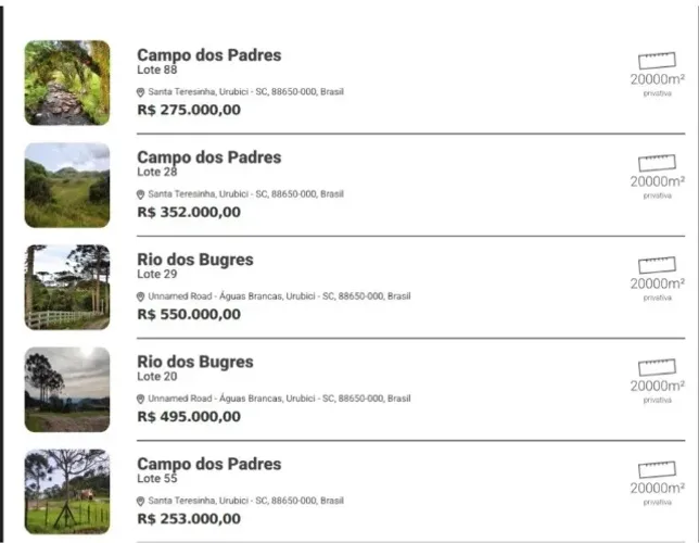 Excelentes Terrenos à Venda em Urubici/ SC
