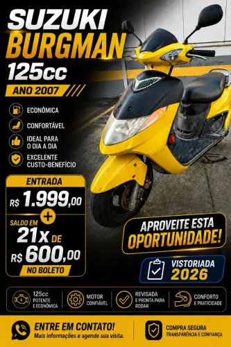 SUZUKI BURGMAN 125CC 2007 (PARCELO NA PROMISSÓRIA)