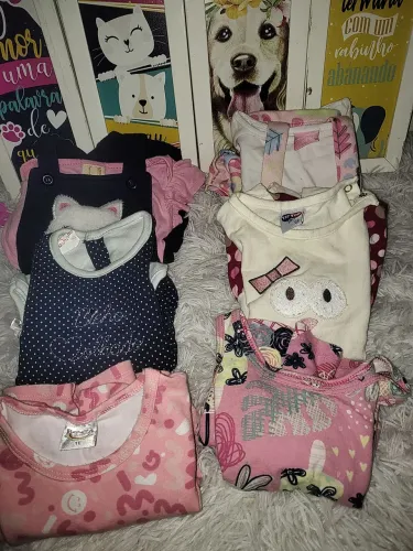 Lote de roupas de bebê menina tm 9 meses 1 ano 47 peças
